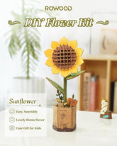 Rowood Sunflower DIY Wooden Flower 3D Puzzle